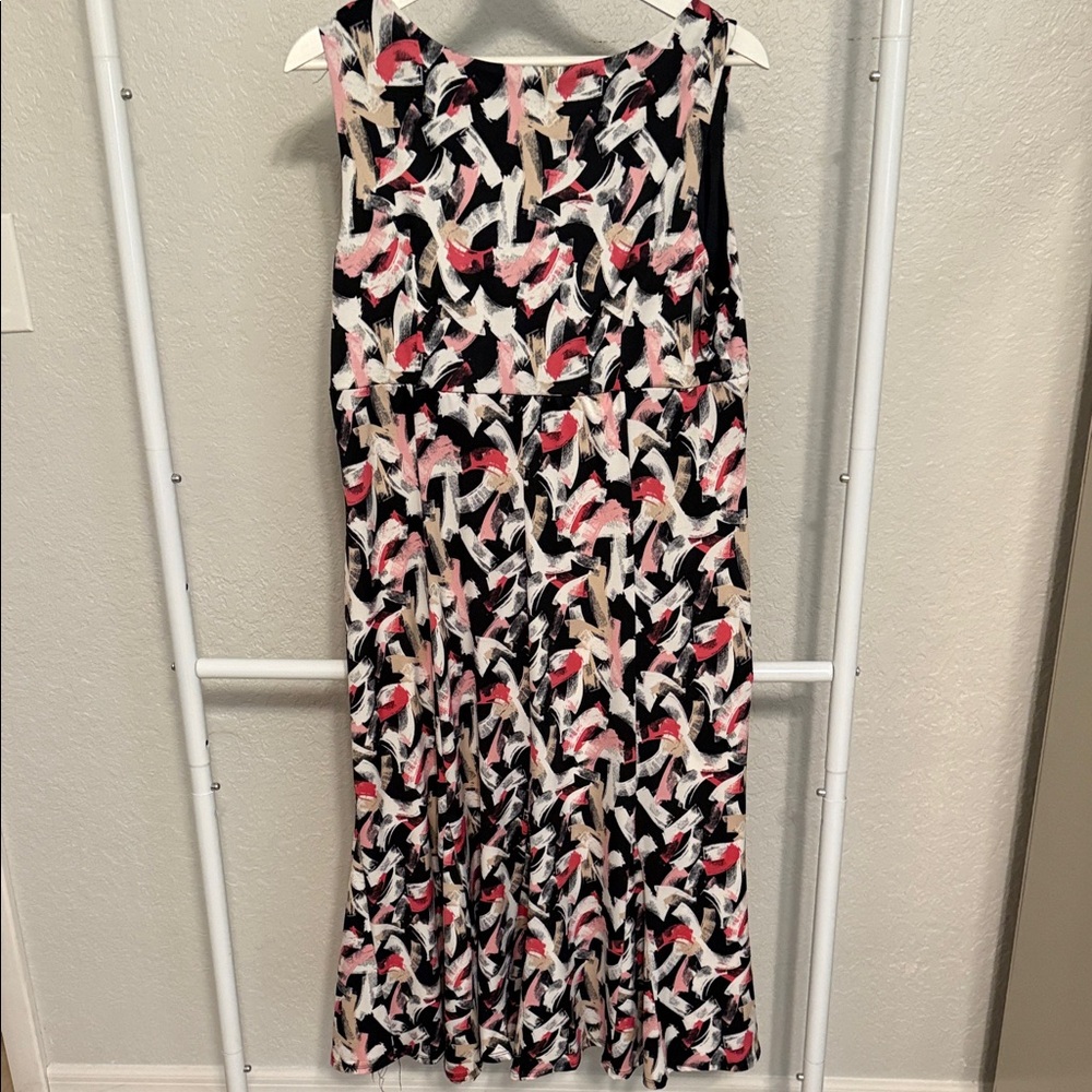 Perceptions Black and Pink Patterned Midi Dress - image 2